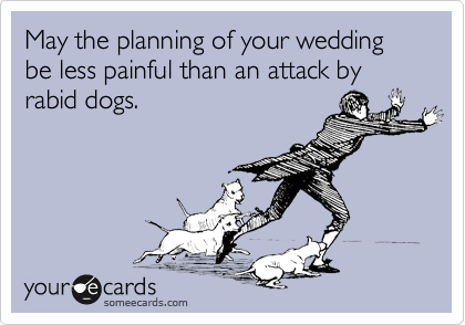 May the planning of your wedding be less painful than an attack by rabid dogs. 