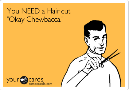 You NEED a Hair cut.
"Okay Chewbacca."




 