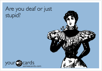 Are you deaf or just
stupid?