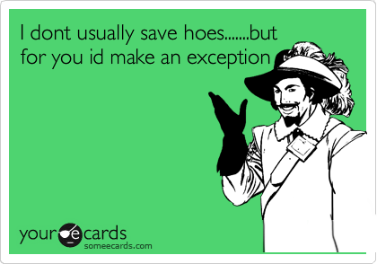 I dont usually save hoes.......but
for you id make an exception