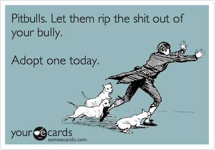 Pitbulls. Let them rip the shit out of your bully.

Adopt one today.