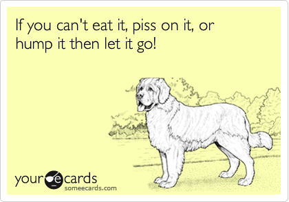 If you can't eat it, piss on it, or hump it then let it go!