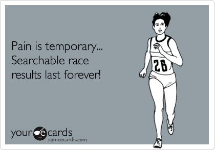                                         

Pain is temporary... 
Searchable race 
results last forever!