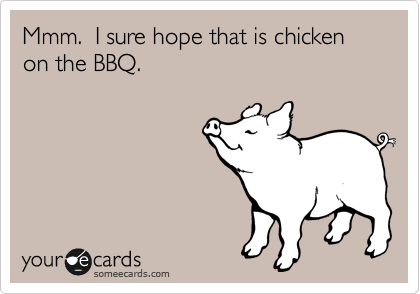 Mmm.  I sure hope that is chicken on the BBQ.