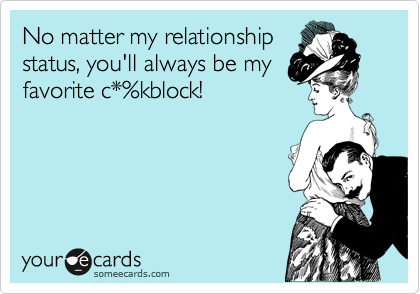 No matter my relationship
status, you'll always be my
favorite c*%kblock!