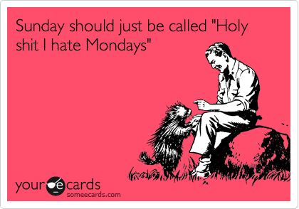 Sunday should just be called "Holy shit I hate Mondays"