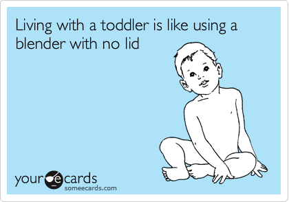 Living with a toddler is like using a blender with no lid