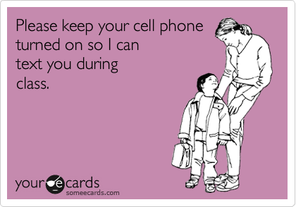 Please keep your cell phone
turned on so I can 
text you during
class.