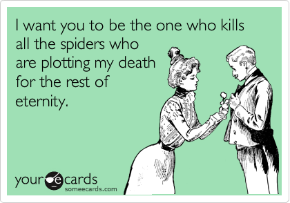 I want you to be the one who kills all the spiders who
are plotting my death
for the rest of
eternity. 