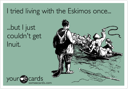 I tried living with the Eskimos once...

...but I just
couldn't get
Inuit.