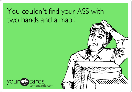 You couldn't find your ASS with two hands and a map !