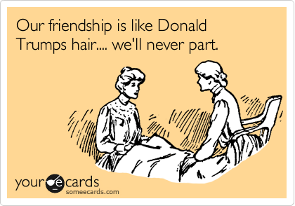 Our friendship is like Donald Trumps hair.... we'll never part.