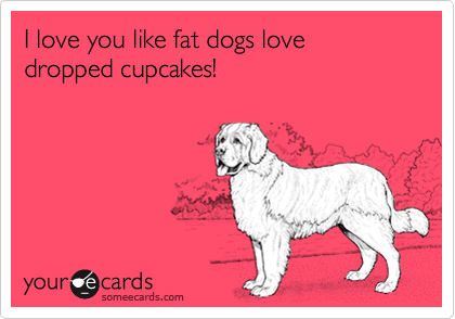 I love you like fat dogs love dropped cupcakes!