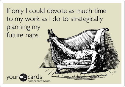 If only I could devote as much time to my work as I do to strategically planning my
future naps. 