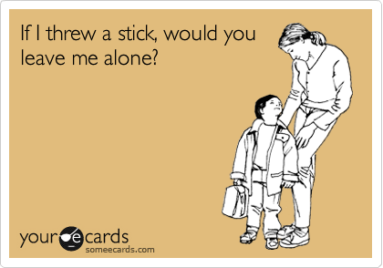 If I threw a stick, would you
leave me alone?