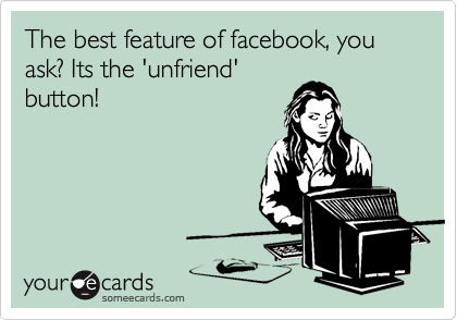The best feature of facebook, you ask? Its the 'unfriend'
button!