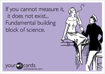 If you cannot measure it,
 it does not exist...
Fundamental building 
block of science.