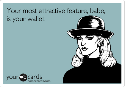 Your most attractive feature, babe, is your wallet.  