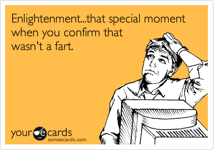Enlightenment...that special moment when you confirm that
wasn't a fart.