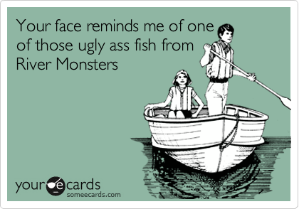 Your face reminds me of one
of those ugly ass fish from
River Monsters