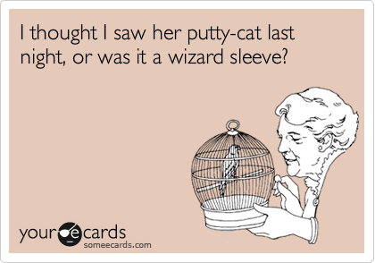 I thought I saw her putty-cat last night, or was it a wizard sleeve?