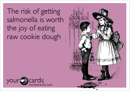 The risk of getting
salmonella is worth
the joy of eating
raw cookie dough