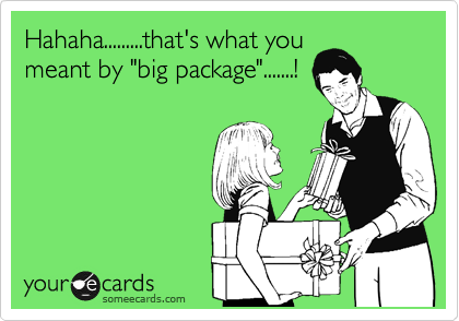 Hahaha.........that's what you
meant by "big package".......!