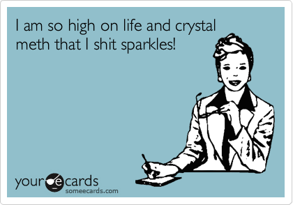 I am so high on life and crystal
meth that I shit sparkles!