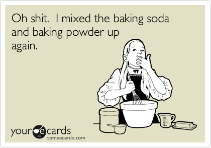 Oh shit.  I mixed the baking soda and baking powder up
again.