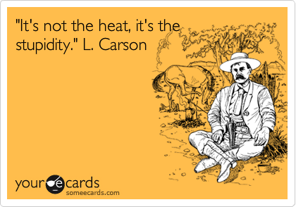 "It's not the heat, it's the
stupidity." L. Carson