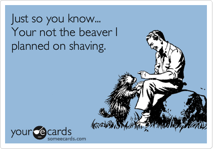Just so you know...
Your not the beaver I
planned on shaving.