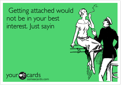  Getting attached would
not be in your best
interest. Just sayin