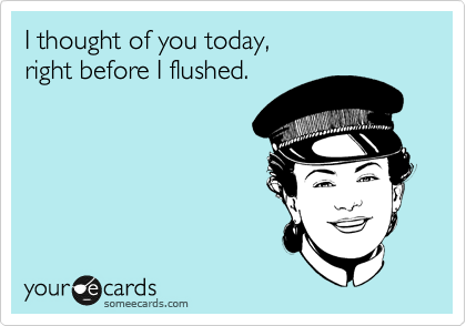 I thought of you today,
right before I flushed.