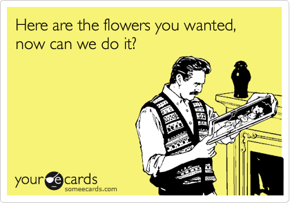 Here are the flowers you wanted, now can we do it?