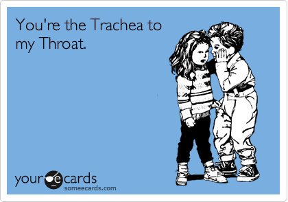 You're the Trachea to
my Throat.