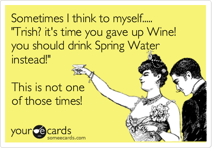 Sometimes I think to myself.....
"Trish? it's time you gave up Wine! you should drink Spring Water instead!"   

This is not one
of those times!