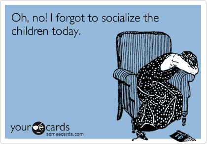 Oh, no! I forgot to socialize the children today.