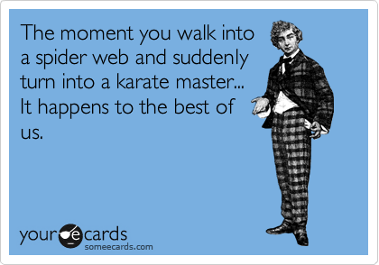 The moment you walk into
a spider web and suddenly
turn into a karate master...
It happens to the best of
us.