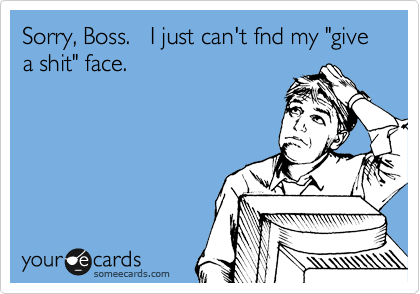 Sorry, Boss.   I just can't fnd my "give a shit" face.