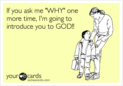 If you ask me "WHY" one
more time, I'm going to
introduce you to GOD!!