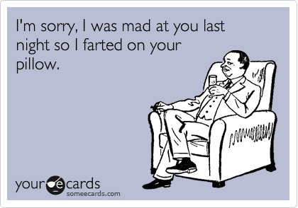 I'm sorry, I was mad at you last night so I farted on your
pillow.
