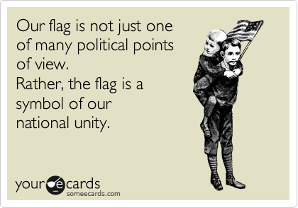 Our flag is not just one 
of many political points 
of view.
Rather, the flag is a 
symbol of our 
national unity.
 