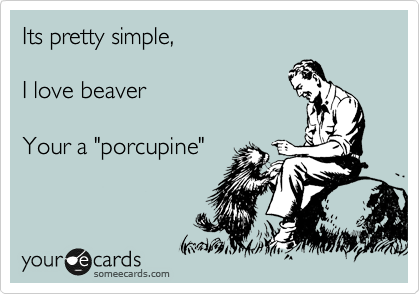Its pretty simple,   

I love beaver

Your a "porcupine"