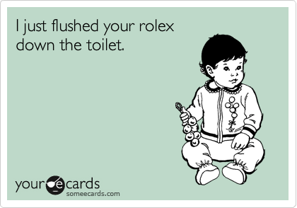 I just flushed your rolex
down the toilet. 