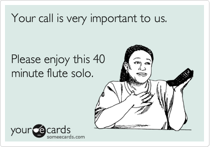 Your call is very important to us. 


Please enjoy this 40
minute flute solo.