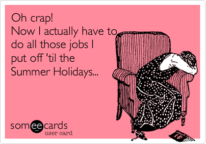 Oh crap! 
Now I actually have to
do all those jobs I 
put off 'til the
Summer Holidays...