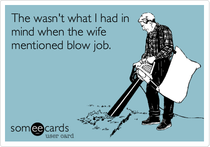 The wasn't what I had in
mind when the wife
mentioned blow job.