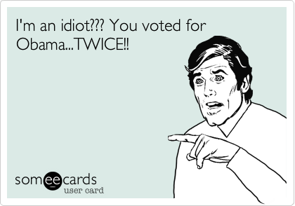 I'm an idiot??? You voted for
Obama...TWICE!!