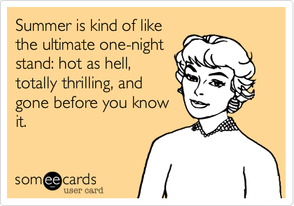 Summer is kind of like
the ultimate one-night
stand: hot as hell,
totally thrilling, and
gone before you know
it.  