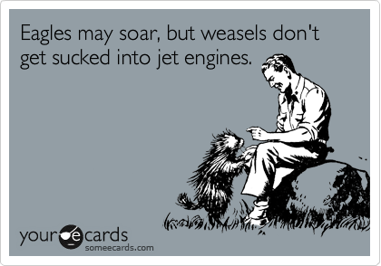 Eagles may soar, but weasels don't get sucked into jet engines.